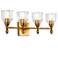 Felice 29 1/2" Wide Antique Gold Leaf 4-Light Bath Light