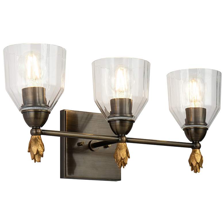 Image 1 Felice 3 Light Vanity Light In Dark Bronze With Gold Accents
