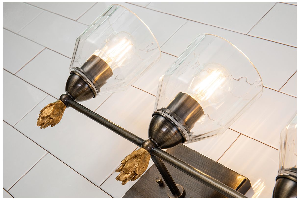 Image 3 Felice 3 Light Vanity Light In Dark Bronze With Gold Accents more views