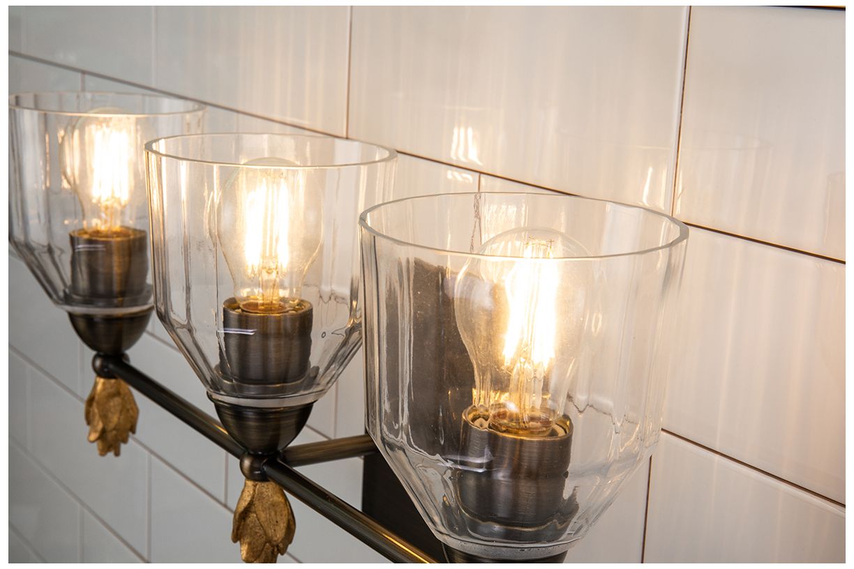 Image 4 Felice 3 Light Vanity Light In Dark Bronze With Gold Accents more views