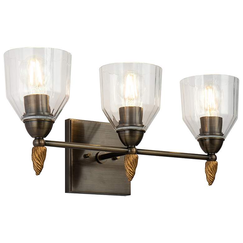 Image 1 Felice 3 Light Vanity Light In Dark Bronze With Gold Accents