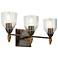Felice 3 Light Vanity Light In Dark Bronze With Gold Accents