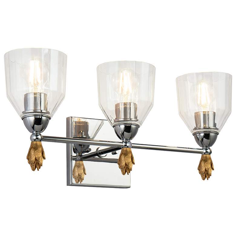 Image 1 Felice 3 Light Vanity Light In Polished Chrome With Gold Accents