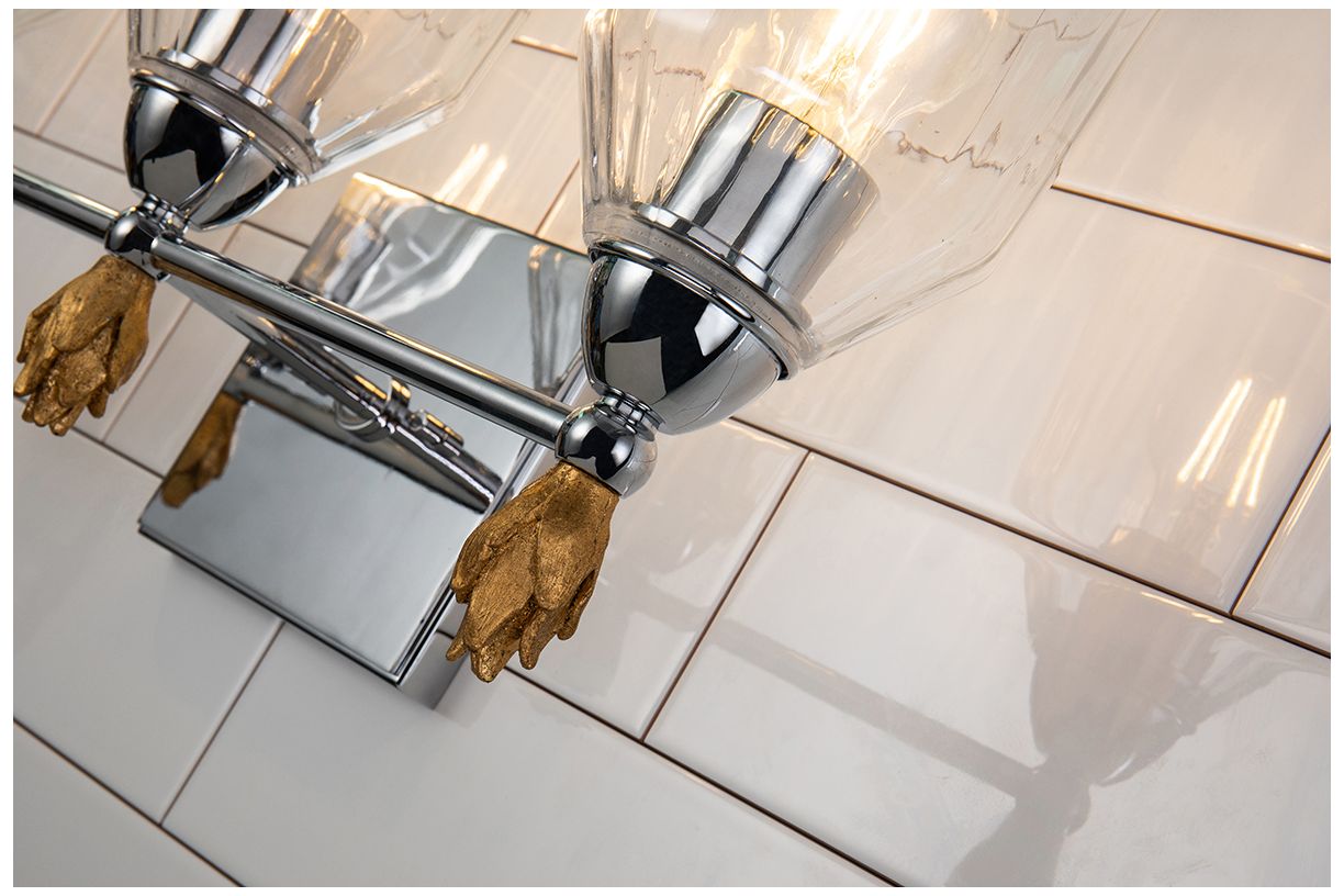 Image 2 Felice 3 Light Vanity Light In Polished Chrome With Gold Accents more views