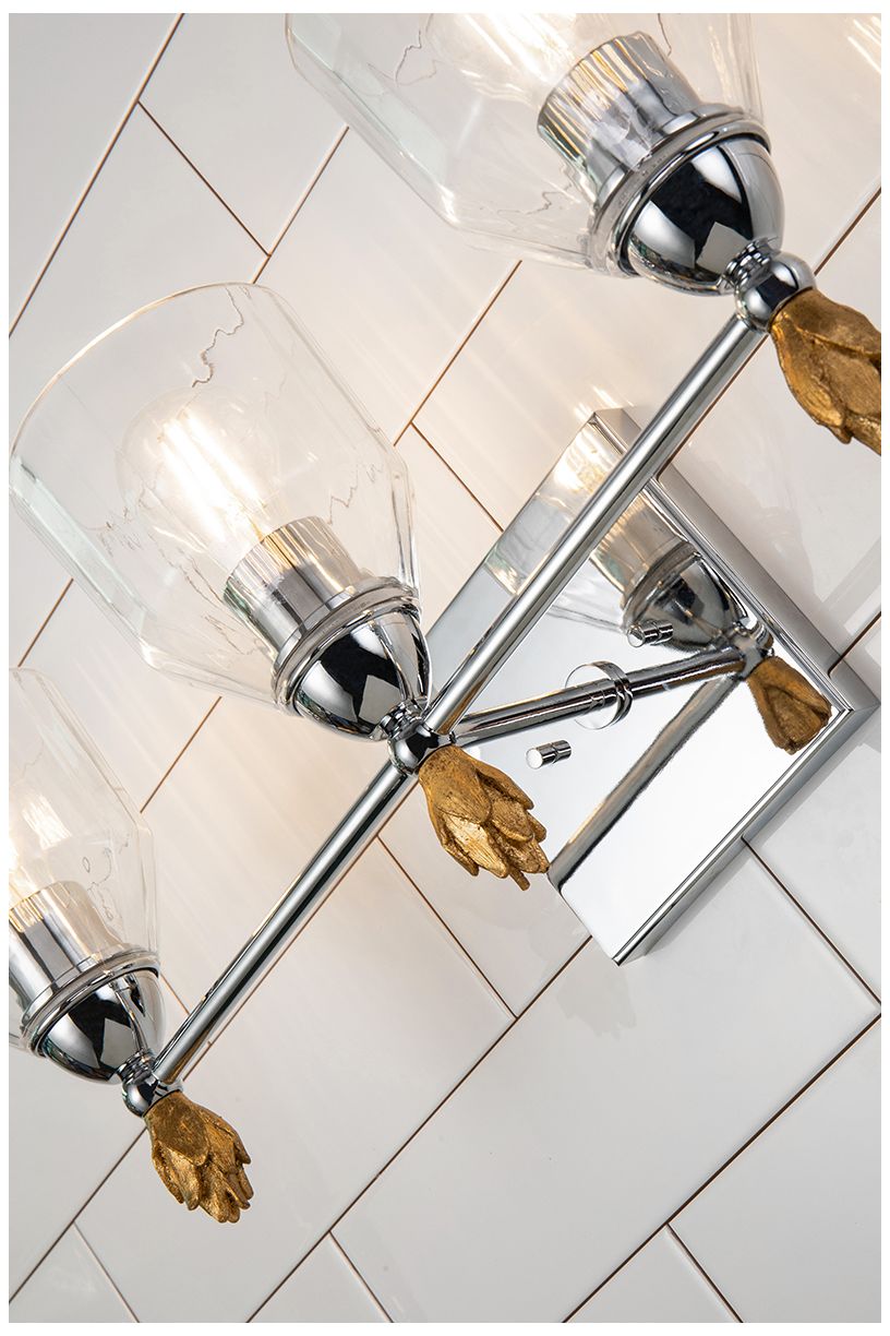 Image 4 Felice 3 Light Vanity Light In Polished Chrome With Gold Accents more views