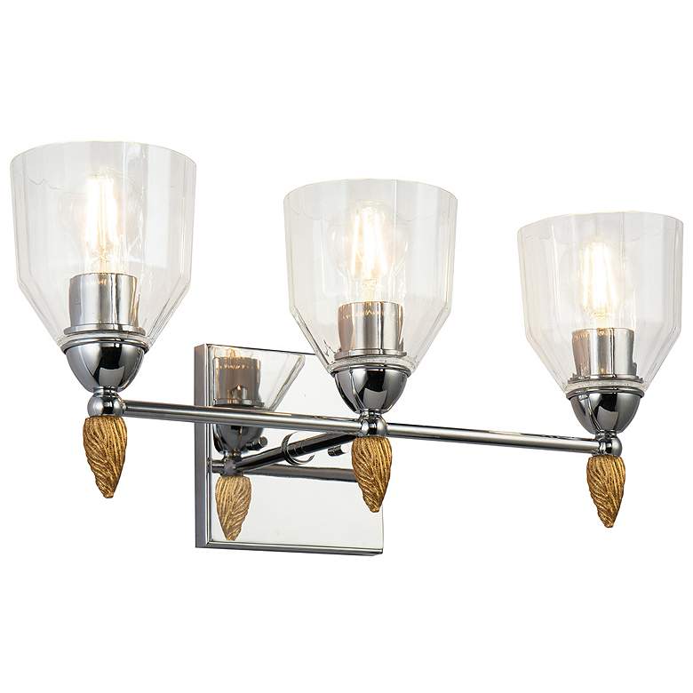 Image 1 Felice 3 Light Vanity Light In Polished Chrome With Gold Accents