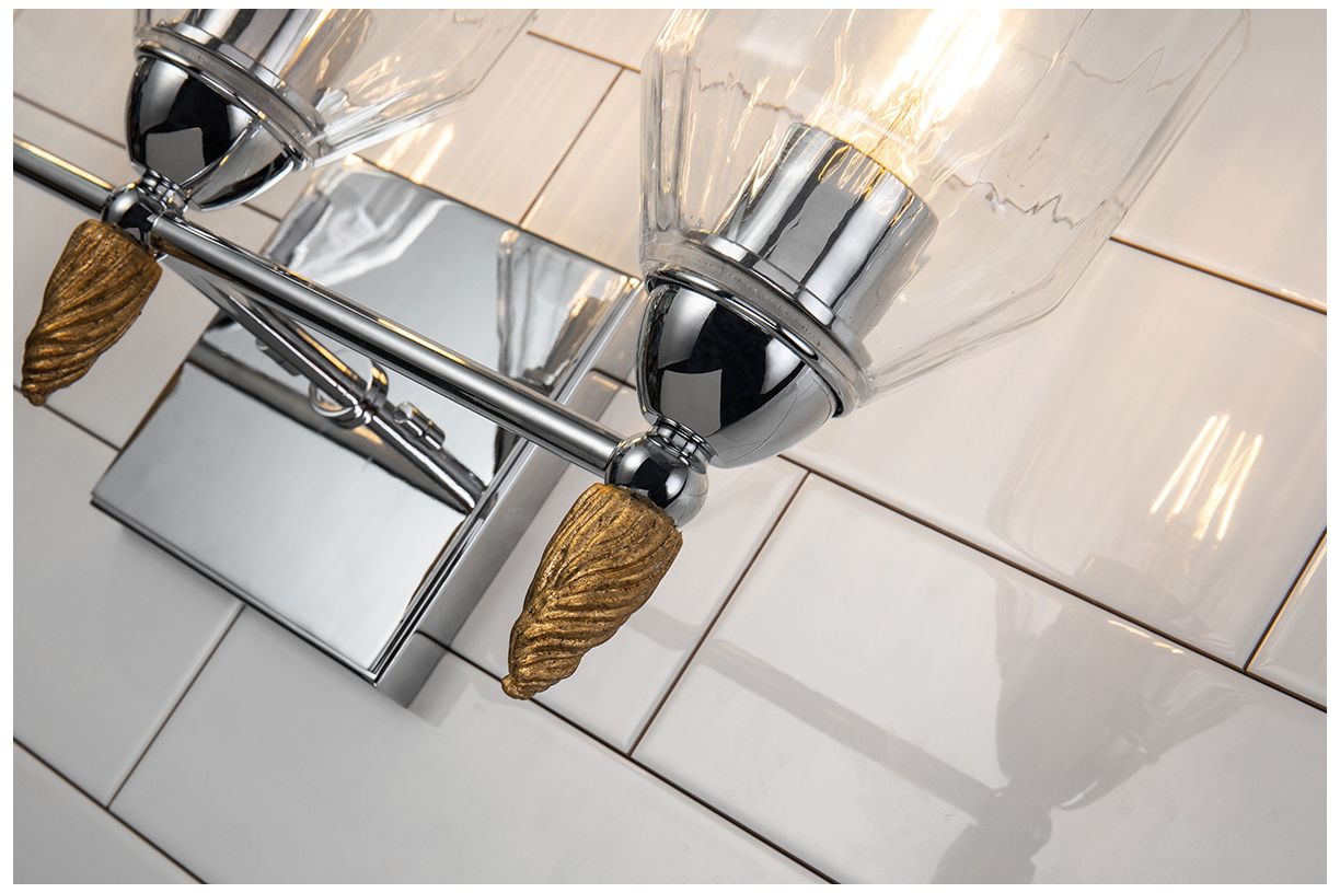 Image 2 Felice 3 Light Vanity Light In Polished Chrome With Gold Accents more views