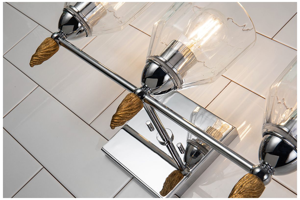 Image 3 Felice 3 Light Vanity Light In Polished Chrome With Gold Accents more views