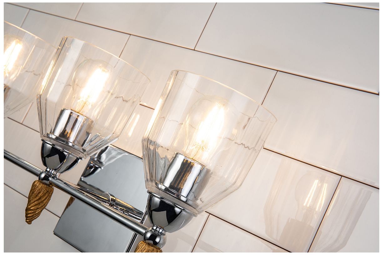 Image 4 Felice 3 Light Vanity Light In Polished Chrome With Gold Accents more views