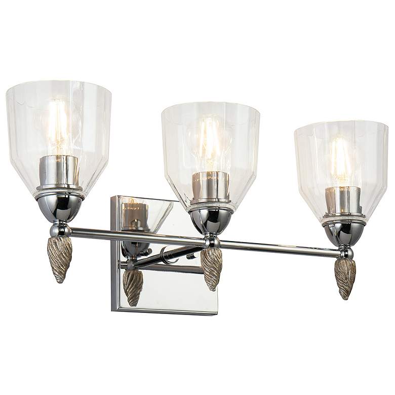 Image 1 Felice 3 Light Vanity Light In Polished Chrome With Silver Accents