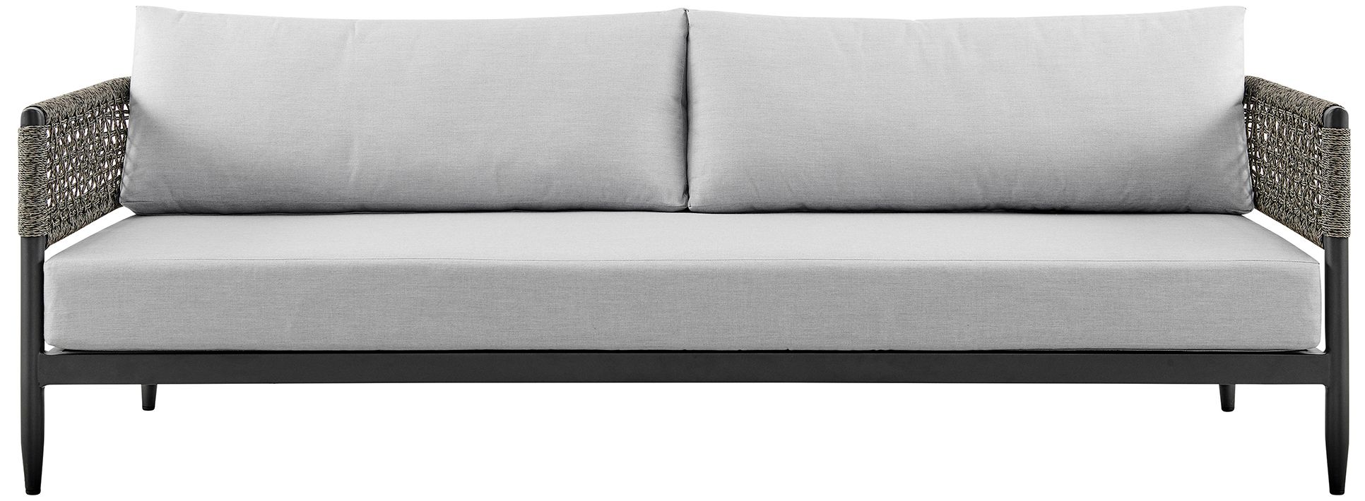 Image 4 Felicia 4 Piece Outdoor Black Aluminum, Rope Conversation Set with Fabric more views