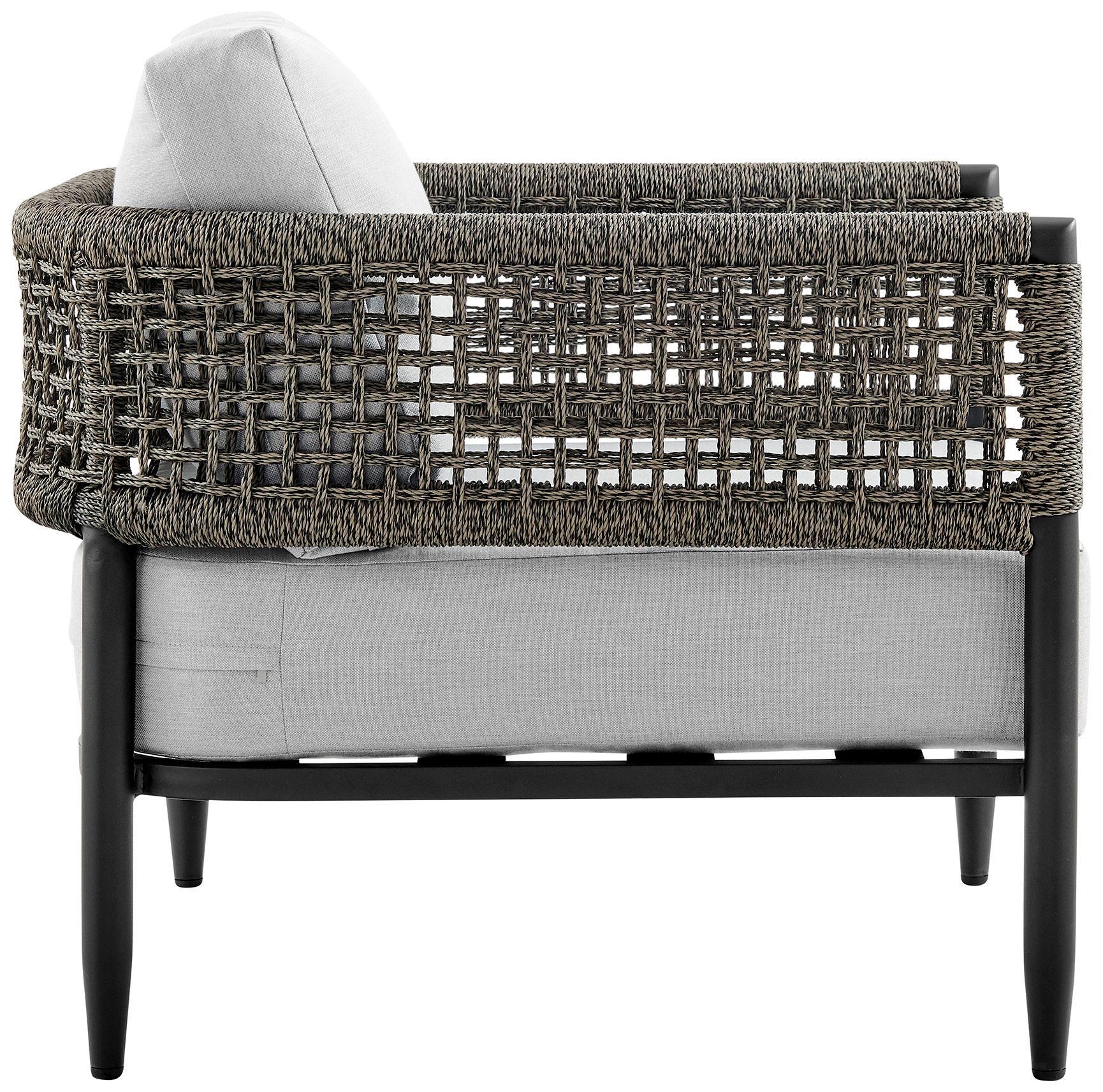 Image 7 Felicia 4 Piece Outdoor Black Aluminum, Rope Conversation Set with Fabric more views