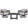 Felicia and Argiope 3 Piece Outdoor Swivel Seating Set in Aluminum and Rope