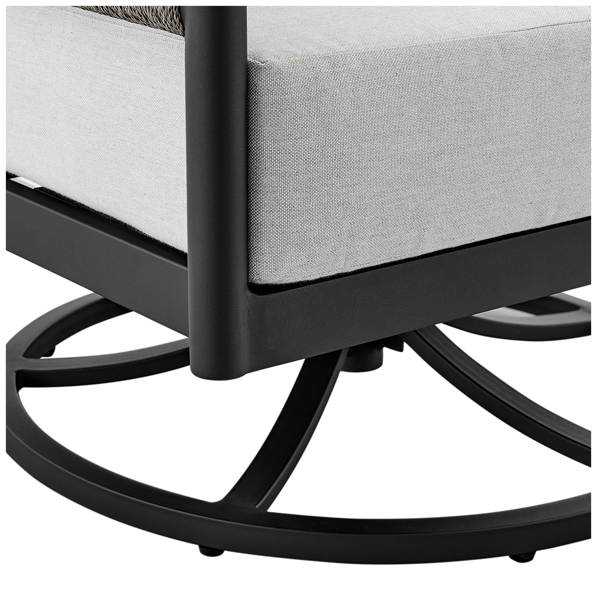 Felicia and Argiope 3 Piece Outdoor Swivel Seating Set in Aluminum and Rope