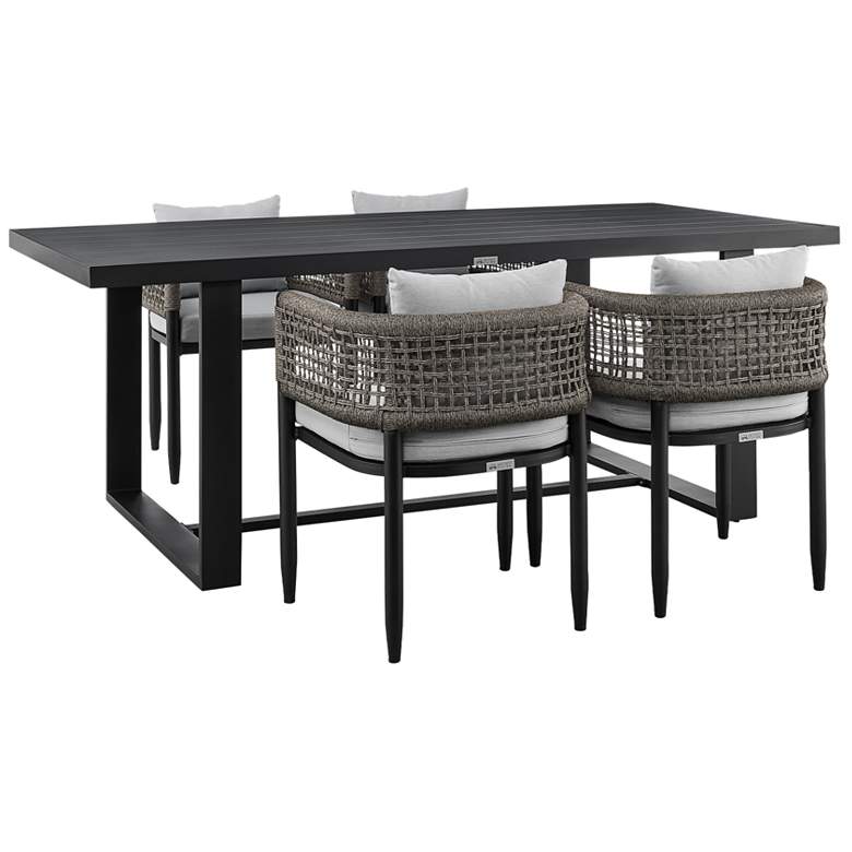 Image 1 Felicia Outdoor 5-Piece Dining Table Set in Aluminum with Rope and Cushions