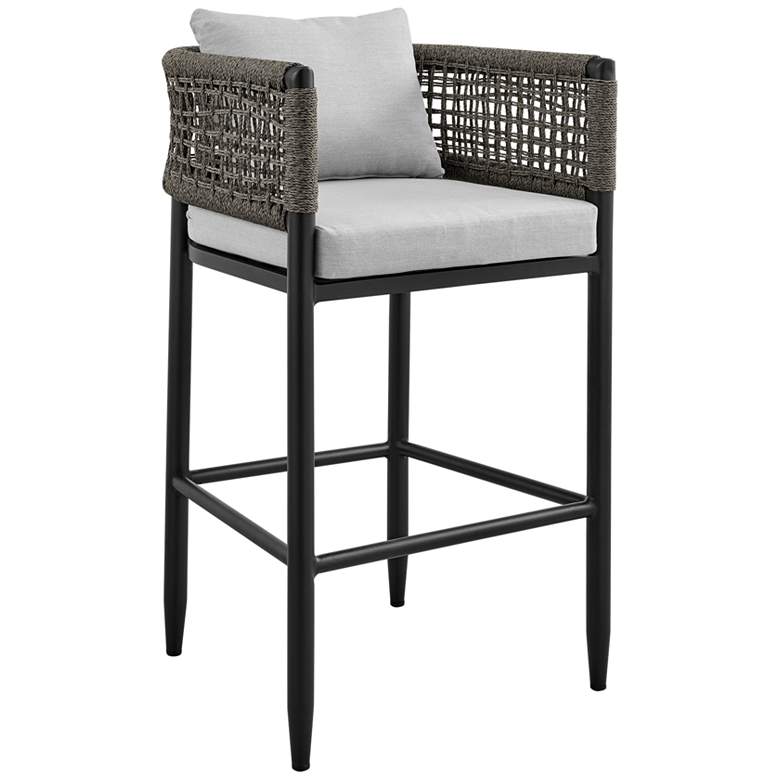Image 1 Felicia Outdoor Patio Bar Stool in Aluminum with Rope and Cushions