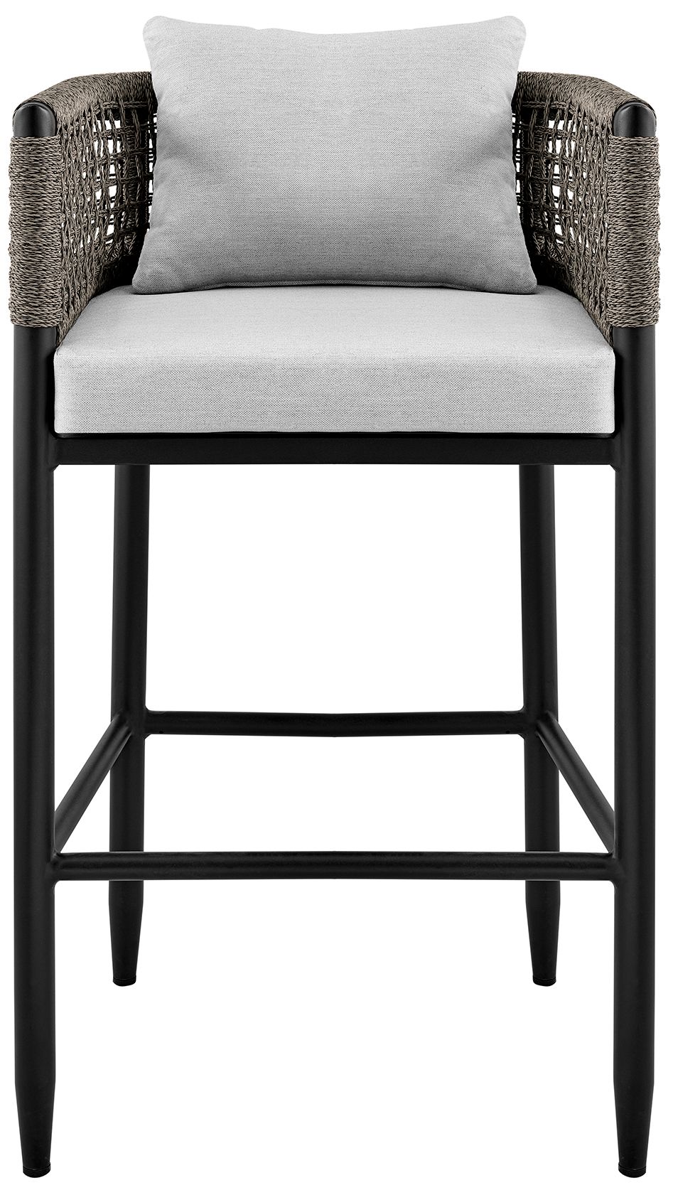 Image 3 Felicia Outdoor Patio Bar Stool in Aluminum with Rope and Cushions more views