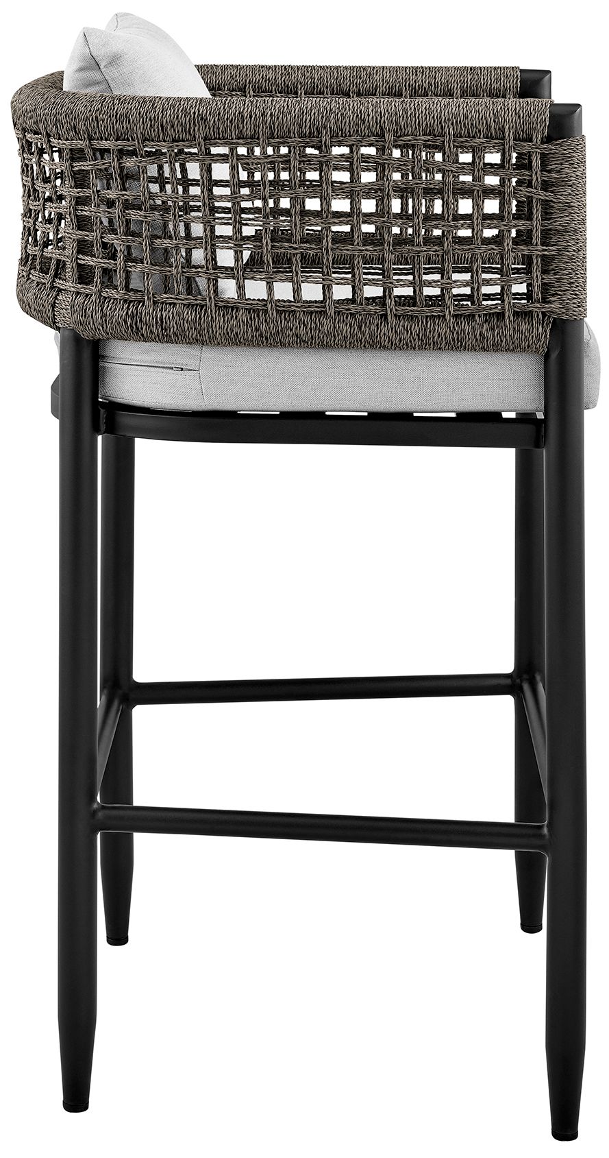 Image 4 Felicia Outdoor Patio Bar Stool in Aluminum with Rope and Cushions more views