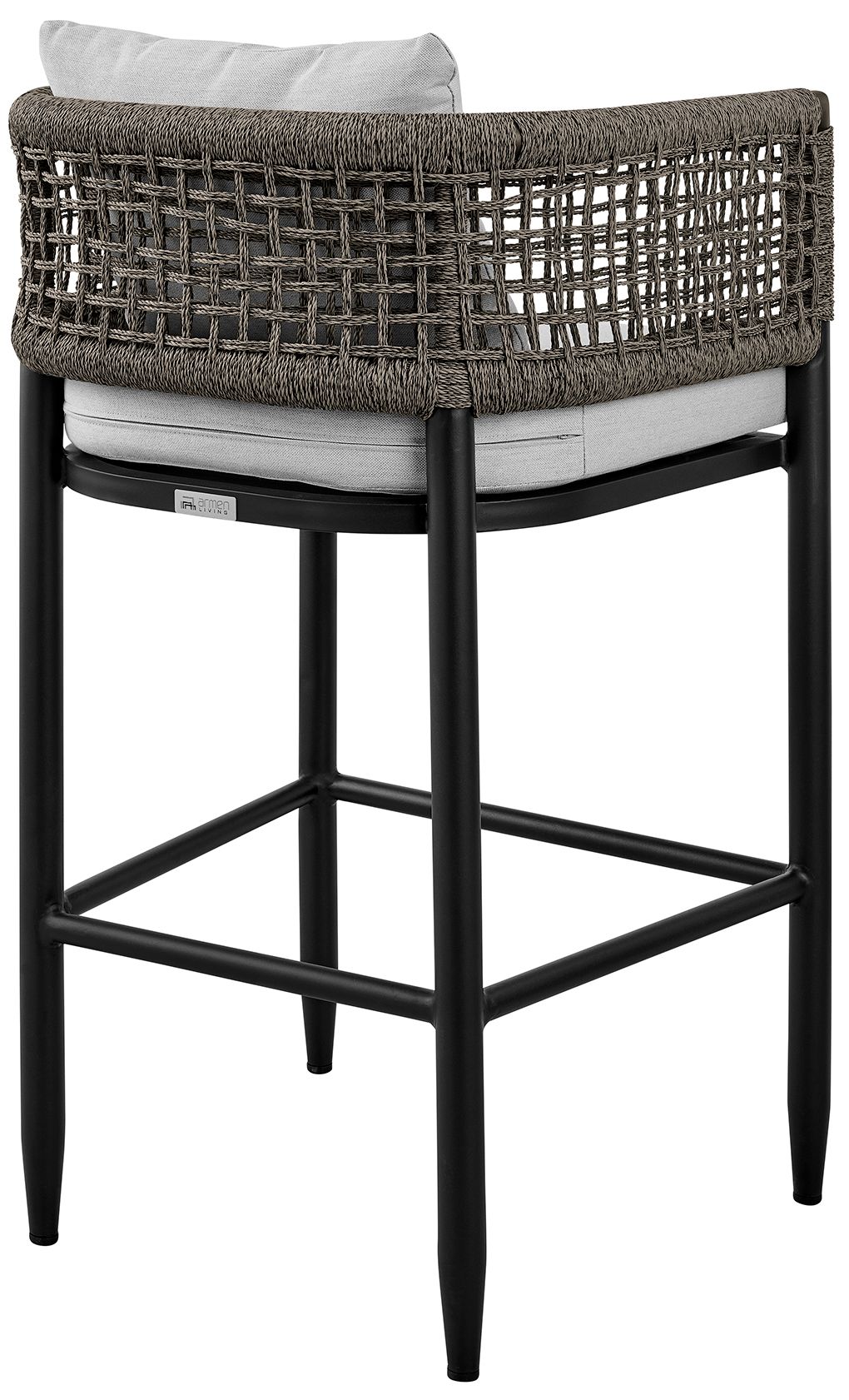 Image 5 Felicia Outdoor Patio Bar Stool in Aluminum with Rope and Cushions more views