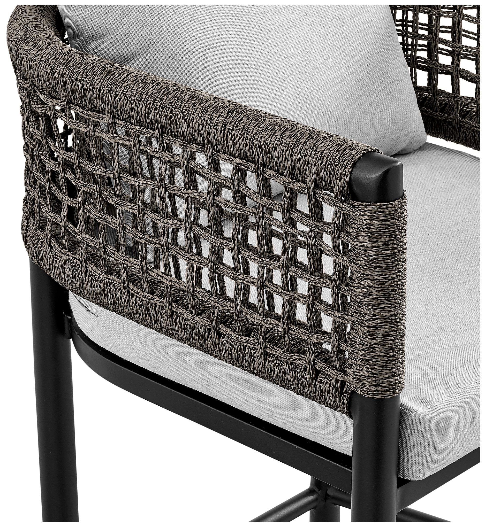 Image 7 Felicia Outdoor Patio Bar Stool in Aluminum with Rope and Cushions more views