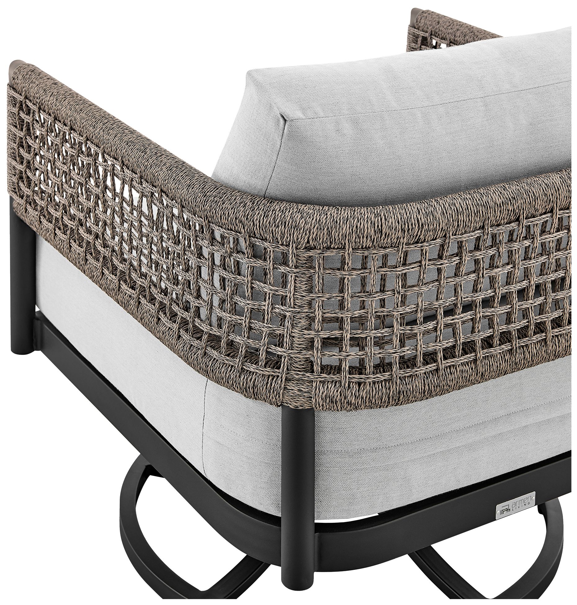 Image 7 Felicia Outdoor Patio Swivel Rocking Chair in Black Aluminum and Grey Rope more views