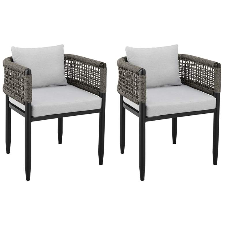 Image 1 Felicia Set of 2 Outdoor Patio Dining Chair in Aluminum with Grey Rope