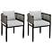 Felicia Set of 2 Outdoor Patio Dining Chair in Aluminum with Grey Rope