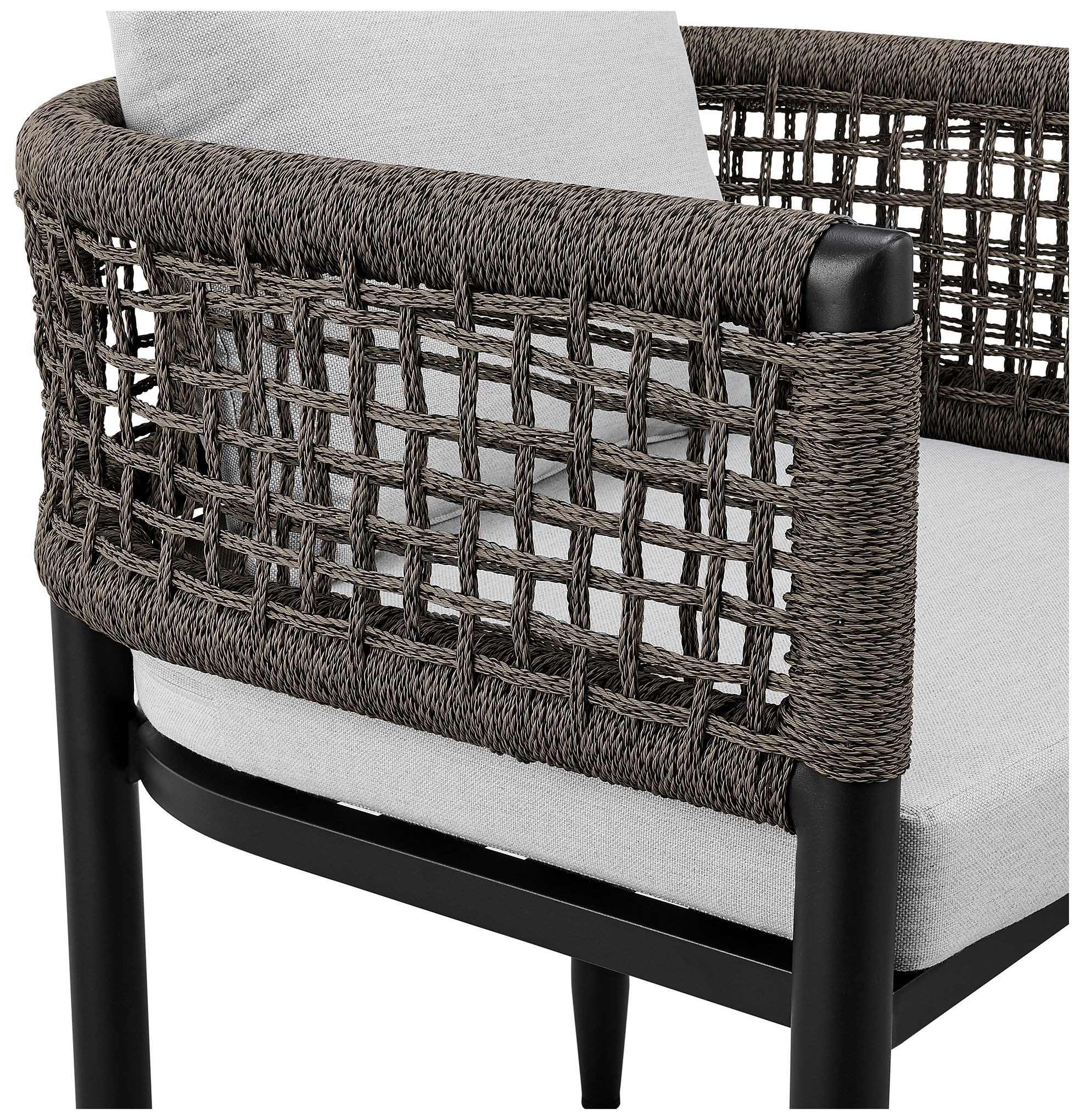 Felicia Set of 2 Outdoor Patio Dining Chair in Aluminum with Grey Rope