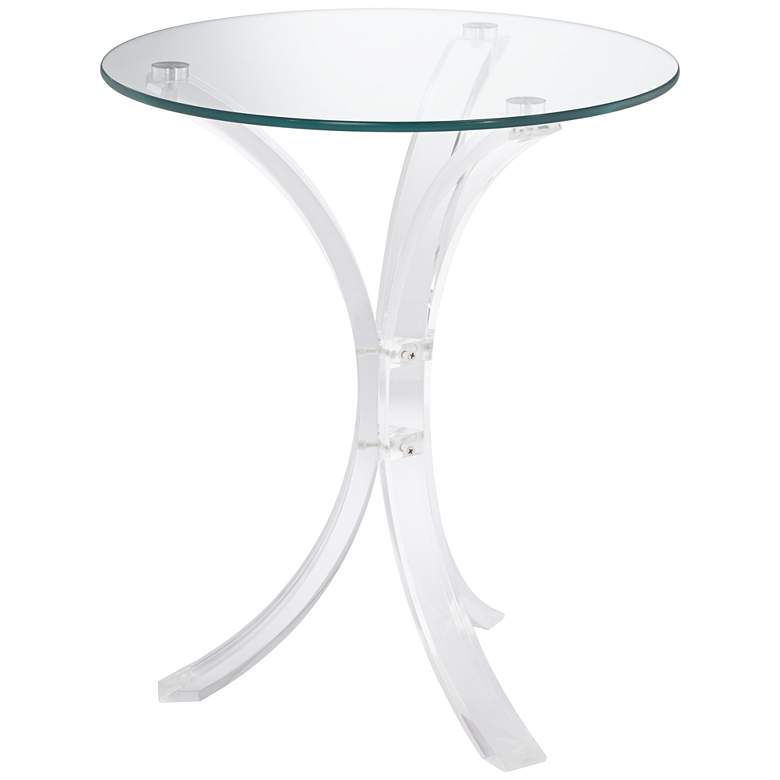 Felicity 18&quot; Wide Glass and Clear Acrylic Round Accent Table