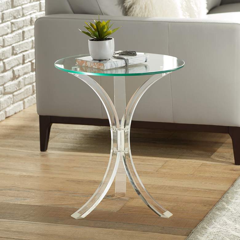 Image 1 Felicity 18 inch Wide Glass and Clear Acrylic Round Accent Table