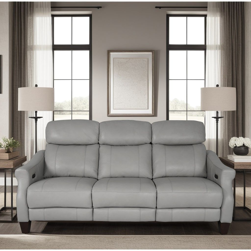 Image Felicity 84 in. Zero Gravity Power Reclining Sofa in Silver Leather