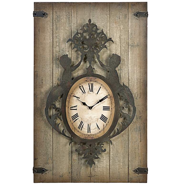 Image 1 Felinz 47 1/4 inch High Metal And Wood Wall Clock
