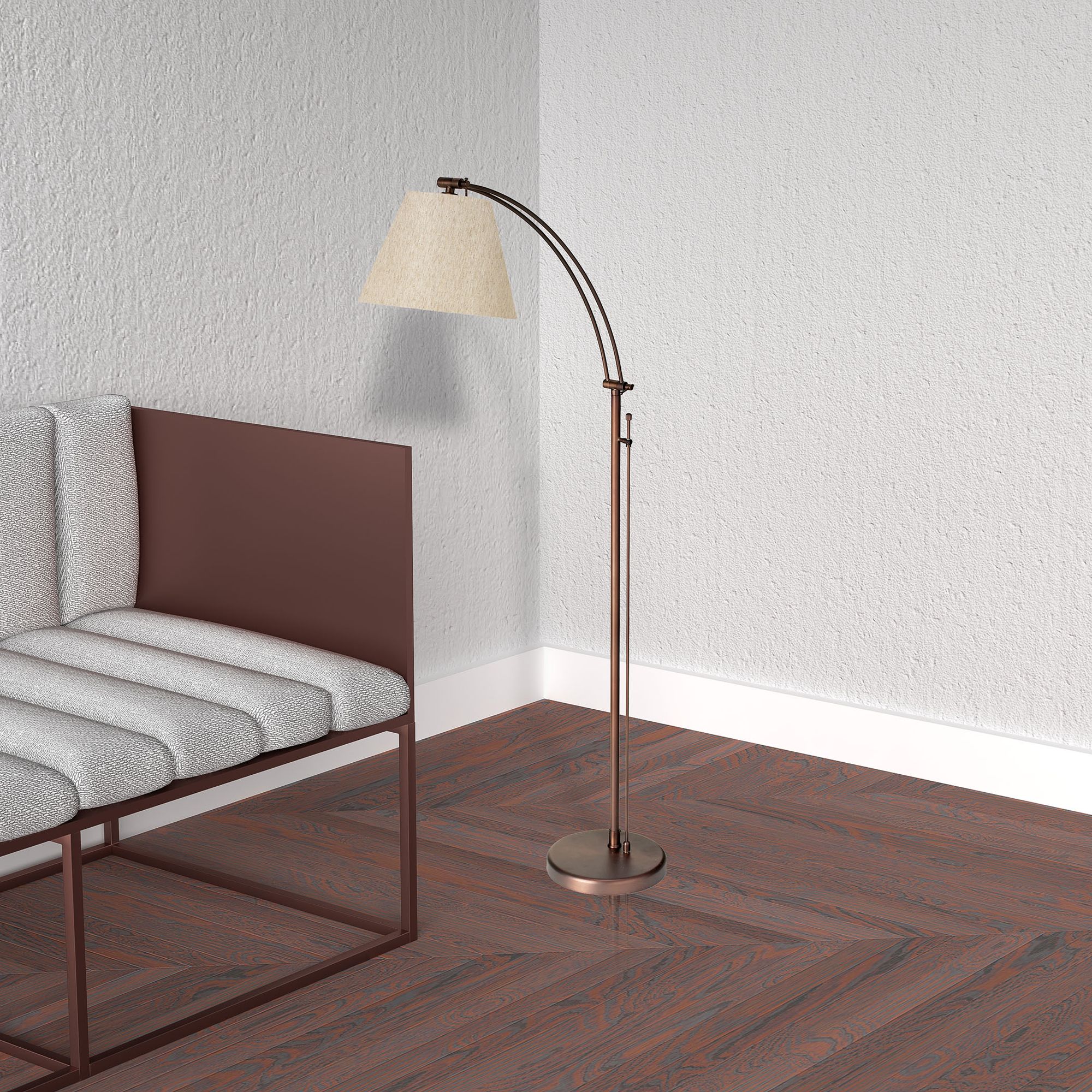 Image 3 Felix 61"H Oil Brushed Bronze Adjustable Floor Lamp With Flax Empire Shade more views