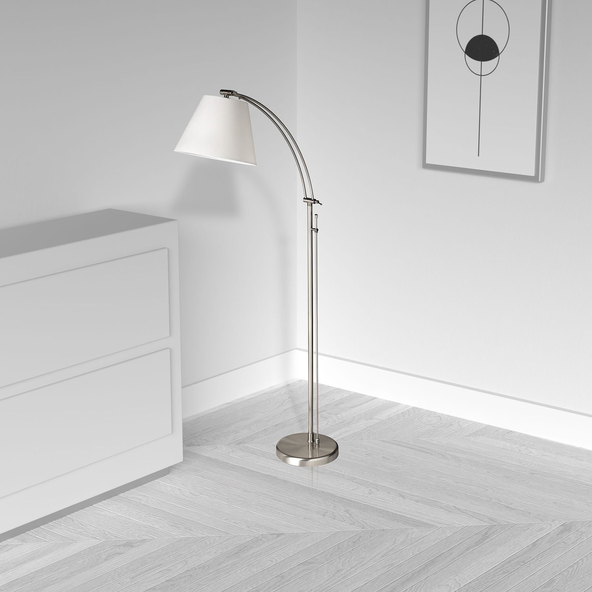 Image 2 Felix 61" High Satin Chrome Adjustable Floor Lamp With White Empire Shade more views