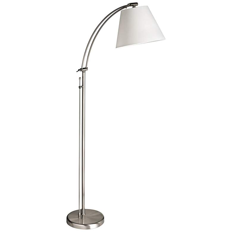 Image 1 Felix 61 inch Satin Chrome Adjustable Floor Lamp With White Empire Shade