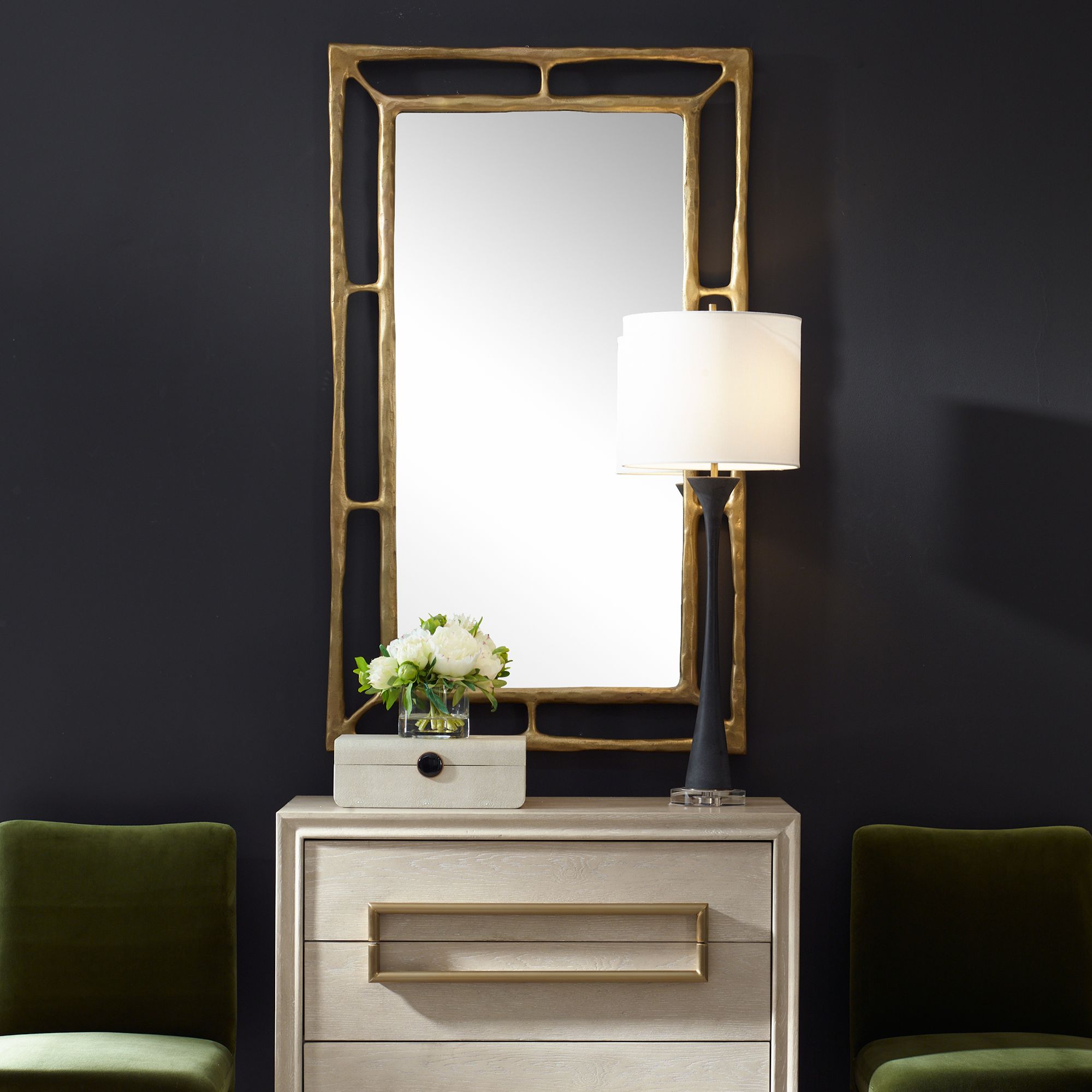 Image 5 Felix Antiqued Brass 30" x 50" Rectangular Wall Mirror more views