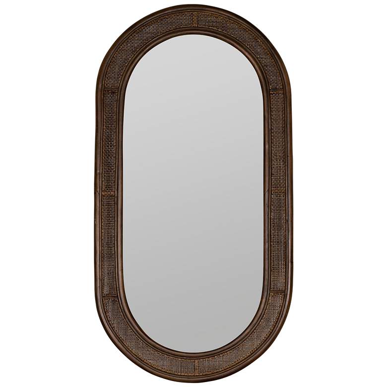 Image 1 Felize Walnut Finish 47 inch x 25 inch Wooden Pill-Shaped Wall Mirror
