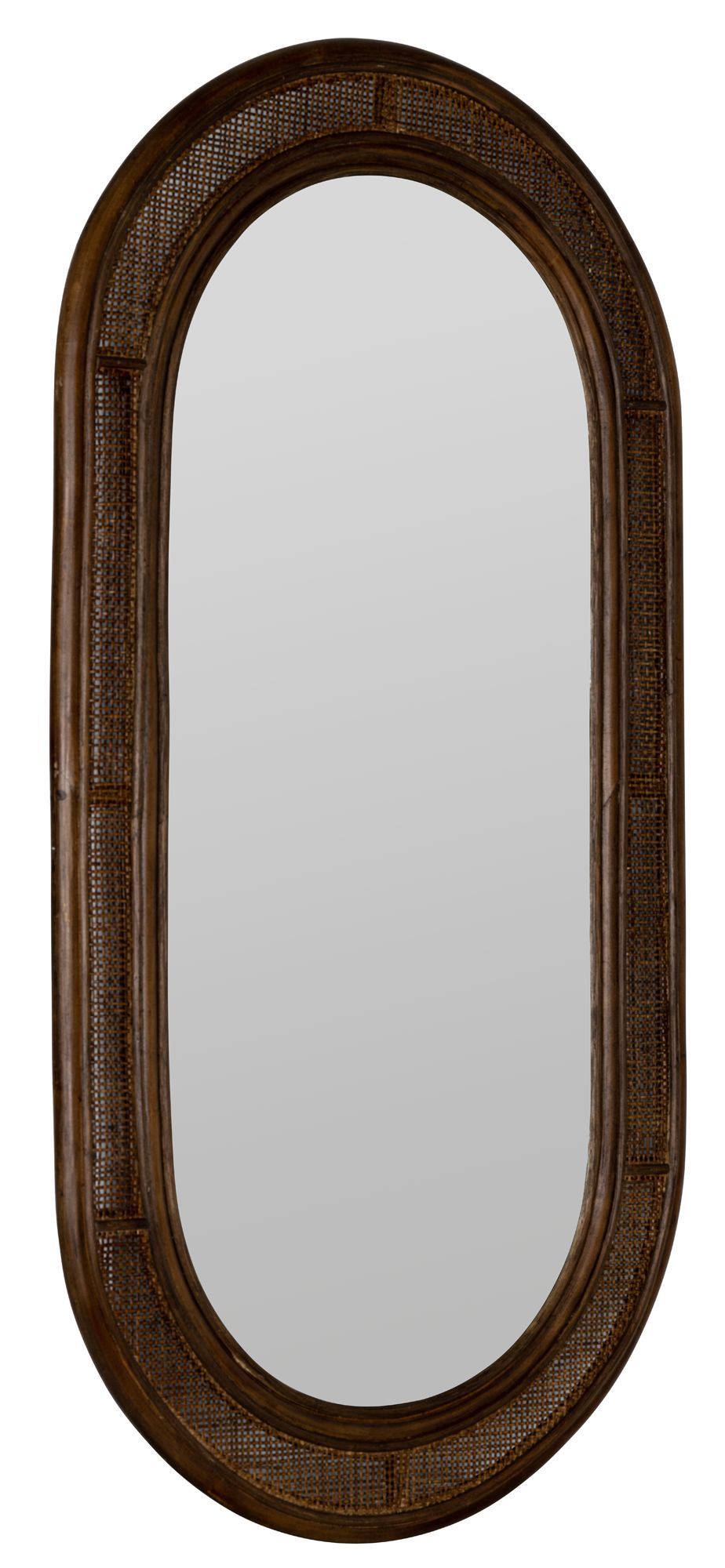 Image 3 Felize Walnut Finish 47" x 25" Wooden Pill-Shaped Wall Mirror more views