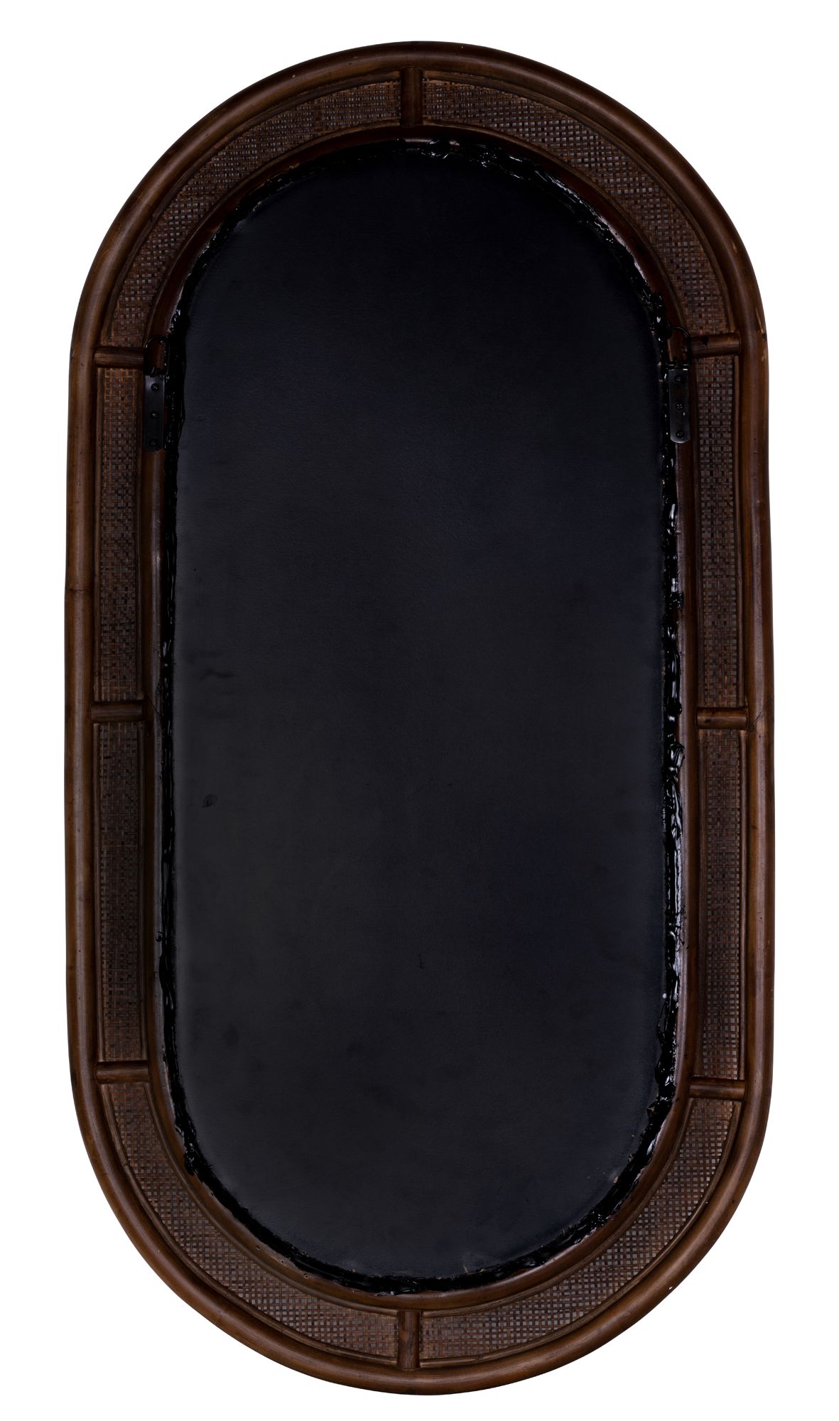 Image 4 Felize Walnut Finish 47" x 25" Wooden Pill-Shaped Wall Mirror more views