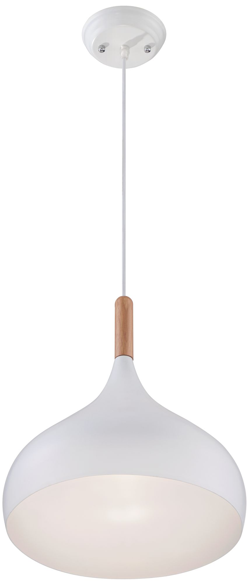 Felton White Aluminum and Wood 13" Wide Mini Pendant 1G925 Lamps Plus