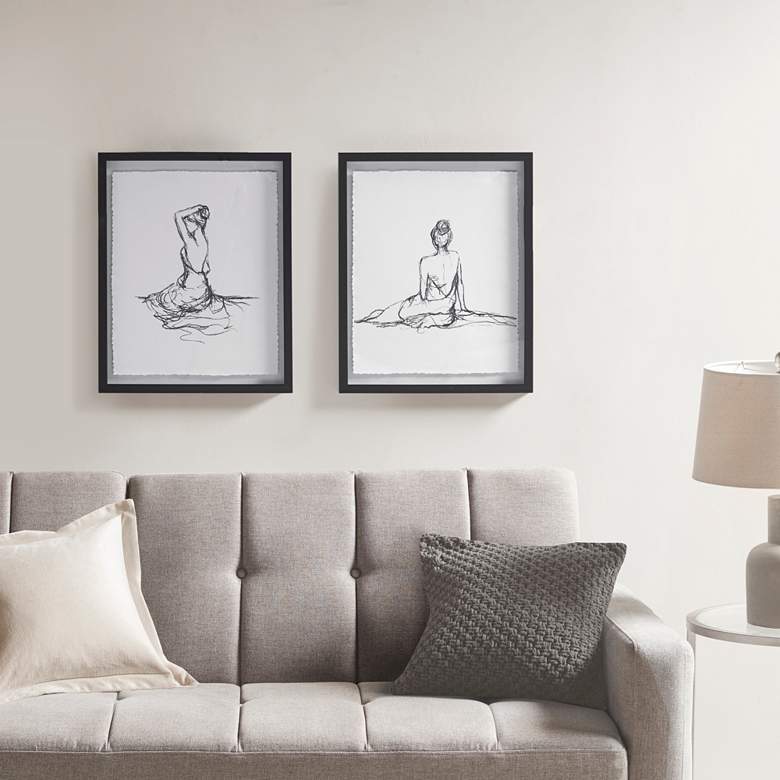 Image 1 Feminine Figures 21 inch High 2-Piece Framed Wall Art Set