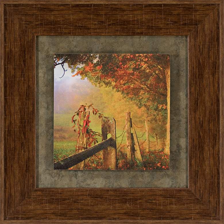 Image 1 Fence 21 1/2 inch Square Traditional Fall Landscape Wall Art