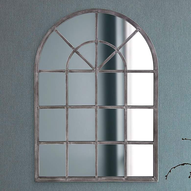 Image 1 Fenetre Antique Silver 29" x 41" Arched Wall Mirror