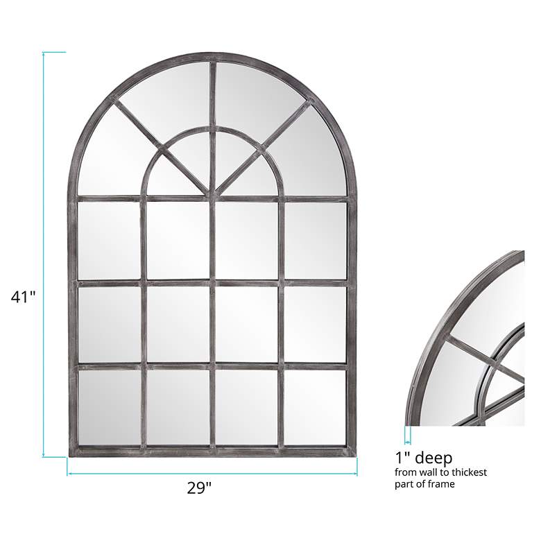 Image 7 Fenetre Antique Silver 29" x 41" Arched Wall Mirror more views