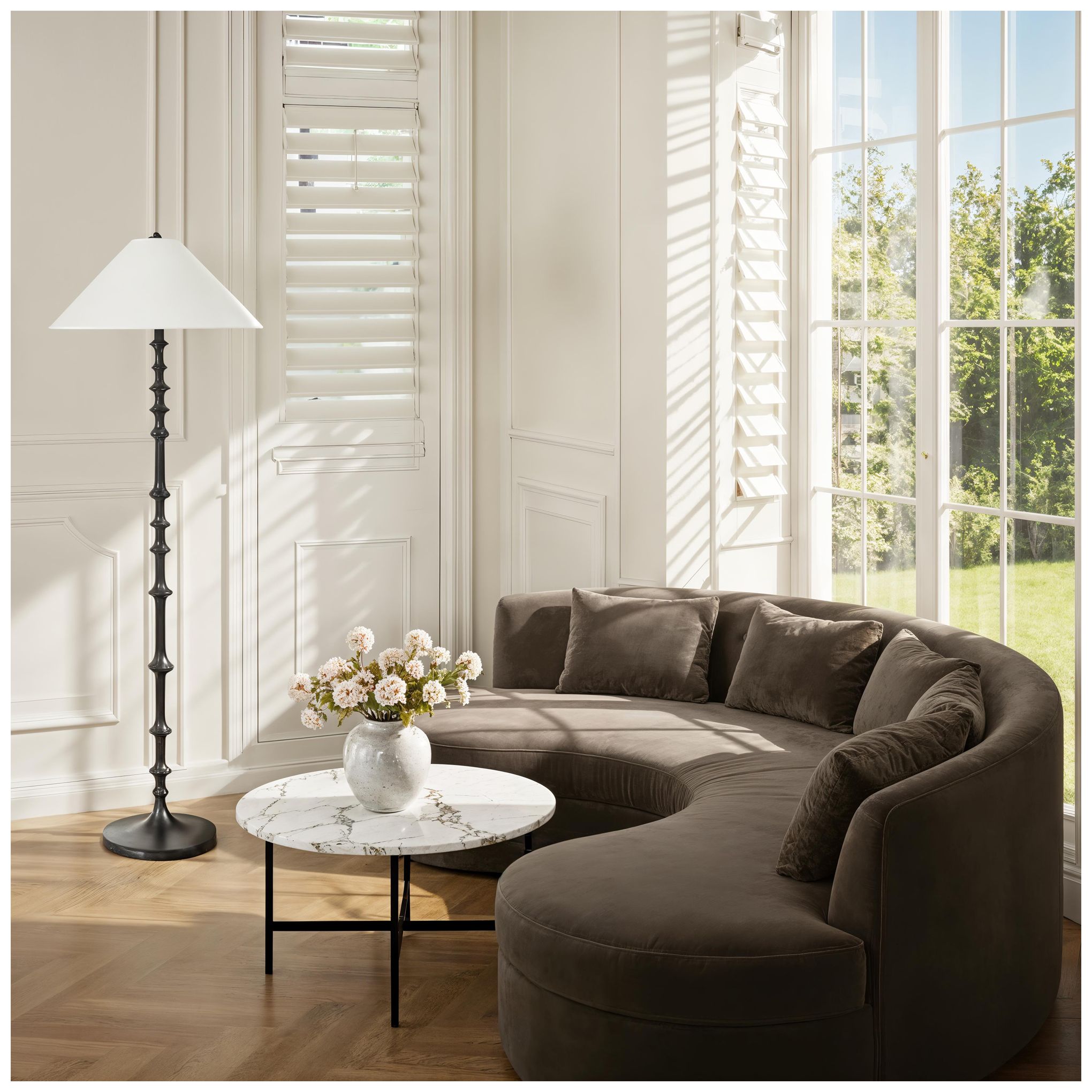 Image 2 Fenice 7" 1-Light Flush Mount, Dark Antique Brushed Brass more views