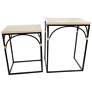 Fenmore Brown Wood Black Iron Accent Tables Set of 2