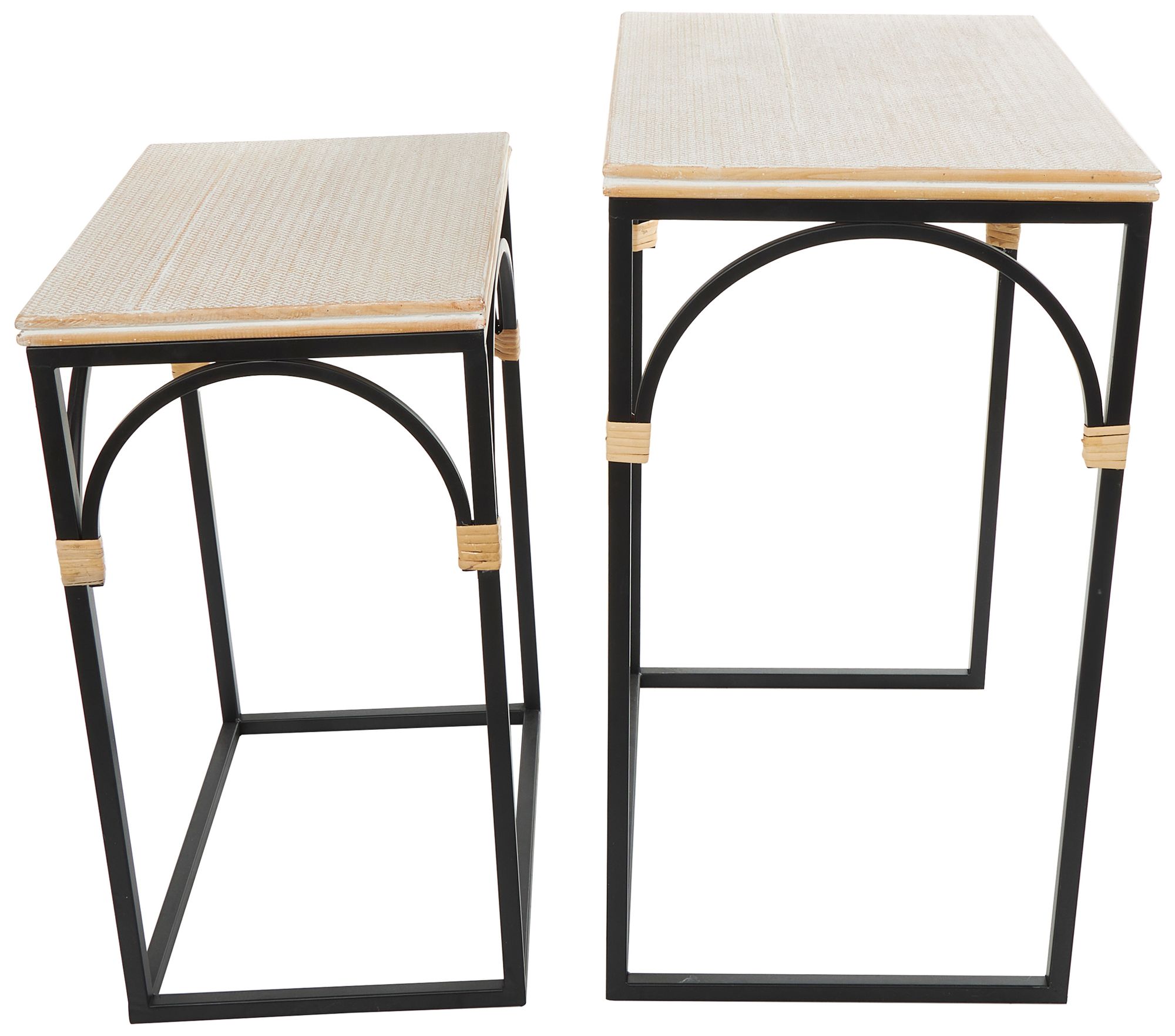 Image 5 Fenmore Brown Wood Black Iron Accent Tables Set of 2 more views