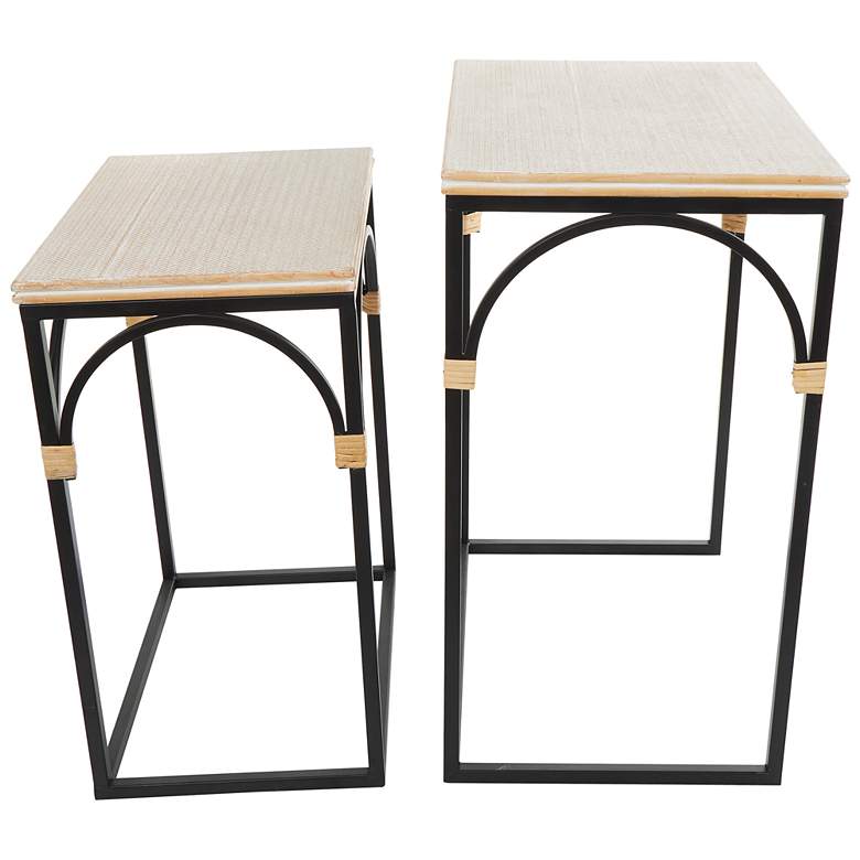 Image 5 Fenmore Brown Wood Black Iron Accent Tables Set of 2 more views