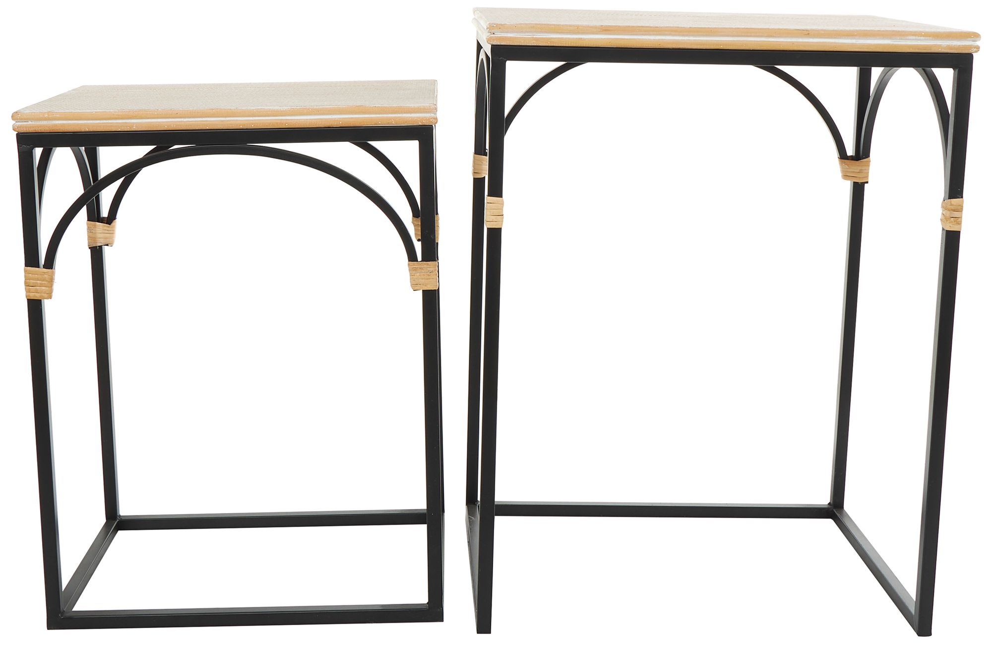 Image 6 Fenmore Brown Wood Black Iron Accent Tables Set of 2 more views