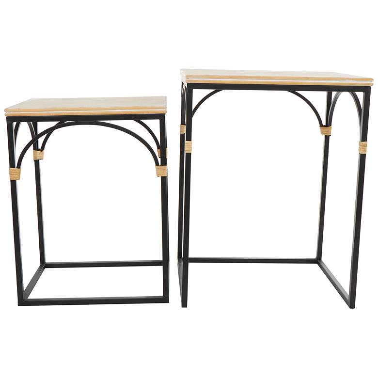 Image 6 Fenmore Brown Wood Black Iron Accent Tables Set of 2 more views